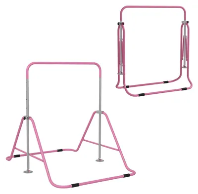 Immagine prodotto di Barra Trazioni per Bambini Pieghevole Altezza Regolabile 88-128 cm in Acciaio Rosa