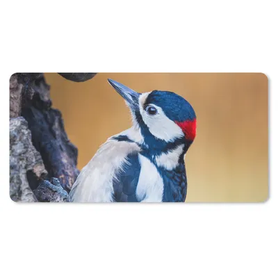 Produktbild von MuchoWow® Schreibtischunterlage Nahaufnahme eines Buntspechts auf einem Baumstamm 80x40 cm - XXL Mauspad - Gaming Mauspad