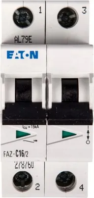 Obrázek produktu pro Eaton FAZ-C16/2, Miniaturní obvodový jistič, Typ C, IP20, IP40