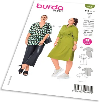 Obrázok produktu pre Strih Burda 6038 - Šaty so sťahovaním v páse, blúzka