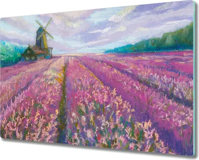 Produktbild von Coloray Herdabdeckplatte 80x52 cm Schneidebrett Kochplattenabdeckung Küchenbrett Hackbrett - Wiese Mühle Himmel Wolken