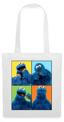Produktbild von Spreadshirt Sesamstraße Krümelmonster Posen Stoffbeutel, One size, Weiß