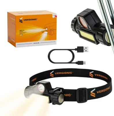 Obrázok produktu pre Vergionic 2333 Čelovka LED + COB, 100lm + 180lm, 6500K, 4 v 1 čierna