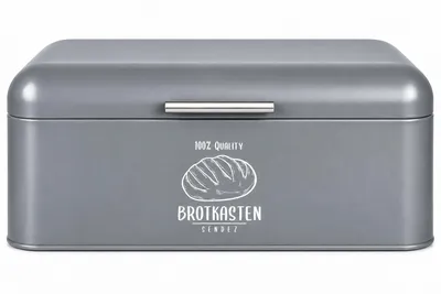Produktbild von Großer Brotkasten aus Metall mit Klappdeckel im Retro Look  Rollbrotkasten Brotbehälter Brotbox Grau