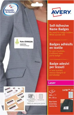 Zdjęcie produktu dla Avery L4787-20, Biały, Laser, 80 x 50 mm, 200 szt., 20 ark.