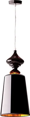 Produktbild von Pendelleuchte Schwarz Gold glänzend E27 Ø 19 cm Stoff Hängelampe Wohnzimmer Esstisch