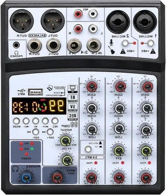 Productafbeelding van Dj Mixer - Opname Mengpaneel - Muziek Maken - 4 Kanalen 99DSP - USB Interface - Zwart
