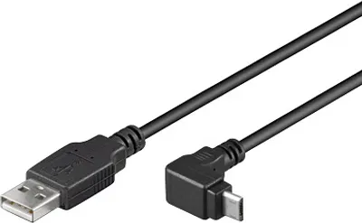 Produktbild von Anschlusskabel USB 2.0 Stecker A an Stecker Micro B gewinkelt, schwarz, 1,8m, Good Connections®