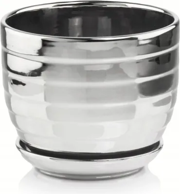 Produktbild von Keramischer Blumentopf mit Sockel 13 cm silber