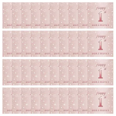 40 rosa Papierservietten, 33x33 cm, für 1. Geburtstag Mädchen