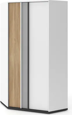Produktbild von Eckschrank IMOLA IM-01 mit 2 Türen Kleiderschrank Drehtürenschrank Schrank Modern (Weiß / Grau)