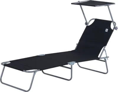 Produktbild von Outsunny Sonnenliege Gartenliege Relaxliege Dreibeinliege Liege Klappbar Schwarz