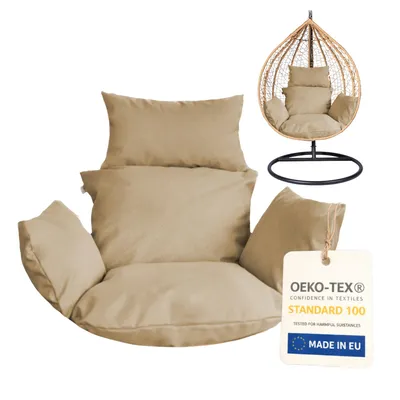 Immagine prodotto di Cuscino per sedia sospesa, cuscino per altalena in polyrattan / rattan, cesto per altalena, cesto per altalena, solo cuscino, cuscino per schienale - grigio chiaro - beige