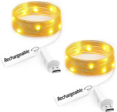 Productafbeelding van Oplaadbare LED sfeerlampen - Koper draad lichten met USB voeding voor DIY decoraties - Slaapkamer - Bruiloft en kerst