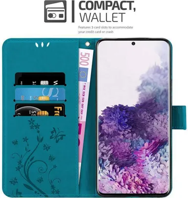 Image de Cadorabo Housse pour Samsung Galaxy S20 Housse de protection en bleu Housse pour portable Etui Case Fleurs Flower