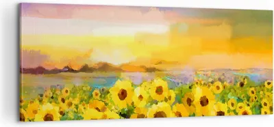 Produktbild von Bild auf Leinwand - Leinwandbild - Sonnenblumen Blume - 100x40cm - Wand Bild - Wanddeko - Leinwanddruck - Bilder - Kunstdruck - Wanddekoration - Leinwand bilder - Wandkunst - AB100x40-3775