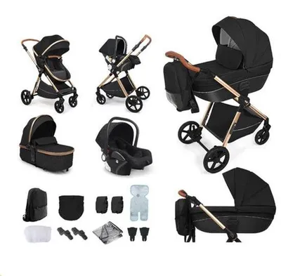 Produktbild von Dreifach-Buggy für Neugeborene - 3 in 1 - inklapbar - für schwarzen Babywagen