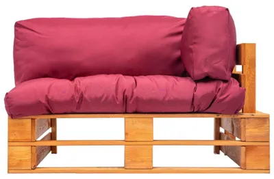 Productafbeelding van VidaXL tuinset van pallets met rode kussens, gemaakt van grenenhout