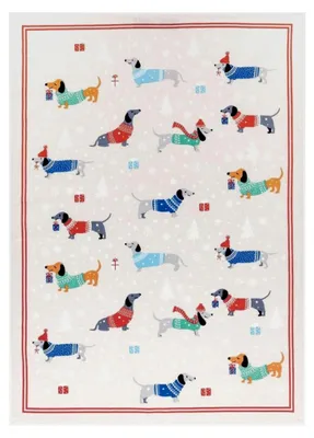 Produktbild von Geschirrtücher aus Halbleinen, Weihnachtsdackel, 2er Set, 50x70 cm