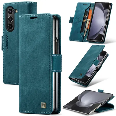 Obrázek produktu pro Pouzdro pro Samsung Galaxy Z Fold 5 5G, RetroPolyuretanKožené Pouzdro, Stojánek a Ochranné Pouzdro modré