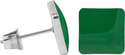 Produktbild von Chirurgenstahl Ohrstecker Emaille Quadrat Farbe - Grün Größe - 9 mm