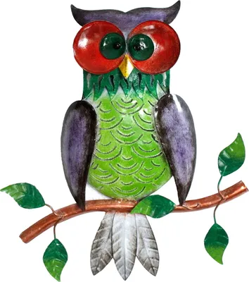 Produktbild von Wanddeko Eule Uhu Vogel Metall Deko Bild Tier Figur Wandbild Skulptur Hänger