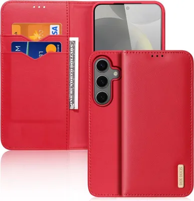 Produktbild von Samsung Galaxy S25 Plus Hülle - Dux Ducis Hivo - Echtes Leder Klapphülle - Rot