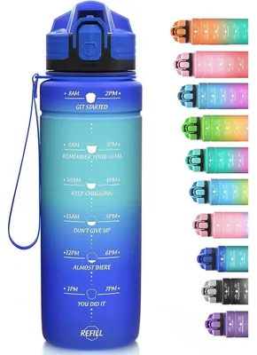 Produktbild von Sport Trinkflasche 700 ml Tritan BPA-frei Auslaufsicher mit Zeitmarkierung