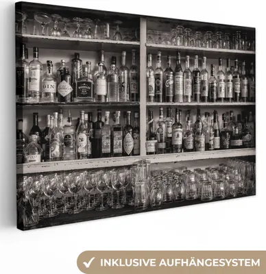 Produktbild von OneMillionCanvasses® - Leinwandbilder - 150x100 cm, Bar - Alkohol - Spirituosen - Stilleben, Wandbilder Kunstdruck Wanddekoration - Foto auf Leinwand - Gemälde auf Holzrahmen