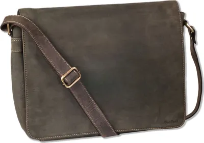 Obrázek produktu pro taška přes rameno Woodland® s přihrádkou na notebook z přírodní buvolí kůže v tmavě hnědé/tmavě hnědé barvě