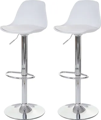 Produktbild von 2er-Set Barhocker HWC-B14, Tresenhocker Barstuhl Drehhocker, Kunstleder  weiß
