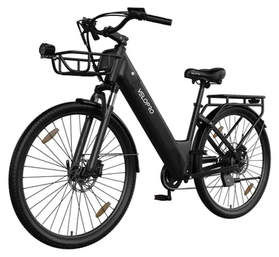Immagine prodotto di Bici elettrica da città VELOPRO C1PRO, 250 W, batteria 36 V 18 Ah, freni idraulici, attacco manubrio regolabile, Nero