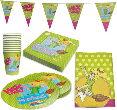 Produktbild von Bibi Blocksberg 82-tlg. Party Set – 2x Teller Becher Servietten + Wimpel Tischdecke