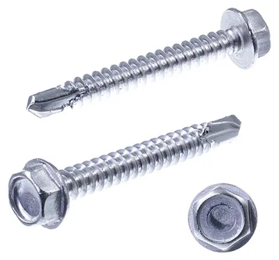 Imagen del producto de Tornillo autoperforante con cabeza hexagonal y rosca parcial, 4,8 x 90 mm, acero inoxidable A2, punta para perforar, según la norma ISO 15480 / DIN 7504, paquete de 75 unidades, Imagen generada por IA