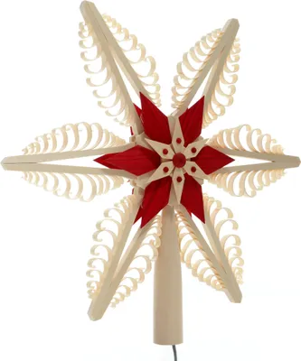 Produktbild von Baumschmuck Christbaumspitze el. Beleuchtet Mittig mit Holzstern Rot (Beidseitig) BxHxT=31x28x5cm NEU