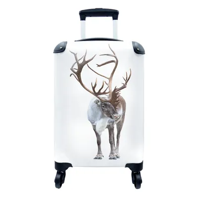 Produktbild von MuchoWow® Koffer Handgepäck Trolley Rollkoffer Kleine Reisekoffer mit 4 Rollen - Rentiergeweih - Weiß - Cabin Size < 55x40x23 cm & 55x40x20 cm - Fotokoffer - Kabinenkoffer - Boardgepäck - Reise-Box - Reisekoffer - Reisegepäck - Koffer mit Bild - Trolley für Kinder