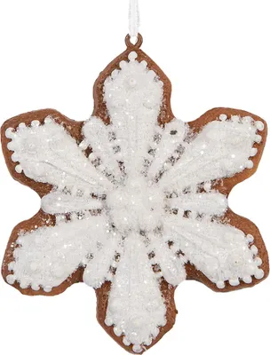 Produktbild von Clayre & Eef Weihnachtsanhänger Schneeflocke 9x1x10 cm Weiß Kunststoff