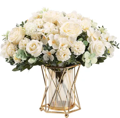 Productafbeelding van Kunstbloemen: 2 bosjes kunstbloemen - Decoratie voor thuis en bruiloften - Wit