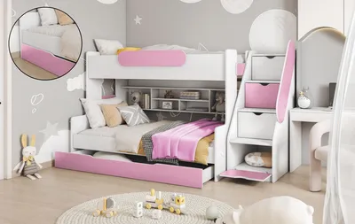 Produktbild von Etagenbett SMILE in pink : 2 x Schaumstoffmatraze Matratze: 2 x Schaumstoffmatraze
