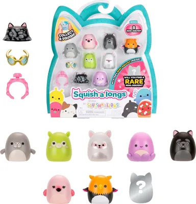 Image de Squishmallows - Squish-a-longs Figurines Style 3 - 8 pièces.