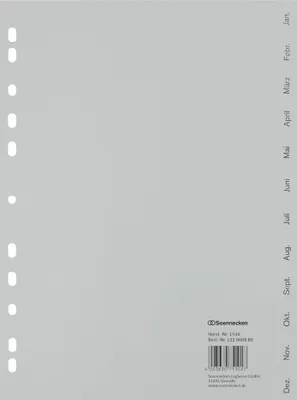 Produktbild von Soennecken Register 1534 DIN A4 Jan.-Dez. volle Höhe PP grau