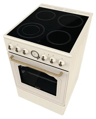 Immagine prodotto di Gorenje GECS5B70CLI, Volně stojící sporák, slonová kost, Otočné ovládání, Přední deska, Sklokeramický, 4 zóny, Retro design