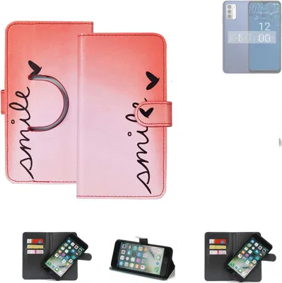 Produktbild von K-S-Trade Schutzhülle Handyhülle kompatibel mit Nokia G310 5G Hülle cover bookstyle Etui “smile“ rot Standfunktion Kameraschutz (1Stk)