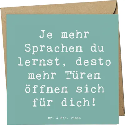 Produktbild von Mr. & Mrs. Panda Grußkarte Spruch Sprachen lernen und anwenden - Meeresbrise - Geschenk, Vertrauem, Ermutigung, Zuversicht, Erfolg, anlasskarte, durch, faltkarte, Trost