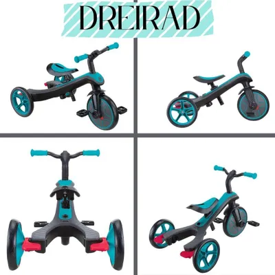 Produktbild von Globber Trike Explorer 4-in-1 Dreirad / Laufrad, Farbe:Türkis