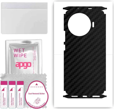 Produktbild von apgo Rückseite + Seiten Schutzfolie, Skin, kompatibel mit Tecno Spark 20 Pro+ Plus, Hinten Displayschutzfolie aus Vinylfolie, kratzfest, einfache Montage - Schwarzer Kohlenstoff