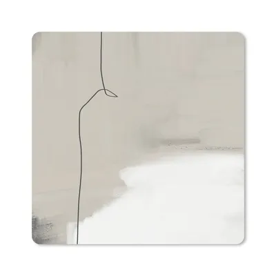 Produktbild von MuchoWow® Mauspad Mousepad Abstrakt - Taupe - Linie - Design 20x20 cm - Mousepads - Maus Mat - Pad - Mausunterlage - Desk Mat - Bureauartikeln