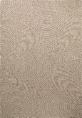 Zdjęcie produktu dla Dywan wełniany do salonu 200x300cm, beżowy wzór w półkola, efekt 3d