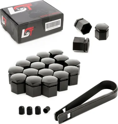 Produktbild von 20x Radschrauben Kappen Radschraubenkappen Set 17 mm schwarz für VW SEAT SKODA