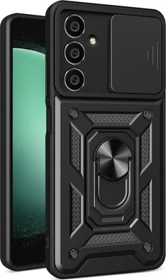 Produktbild von Hülle für Samsung Galaxy S23 FE mit Ring Ständer Halter Dia Kameraschutz TPU PC Hybrid Handyhülle Schwarz